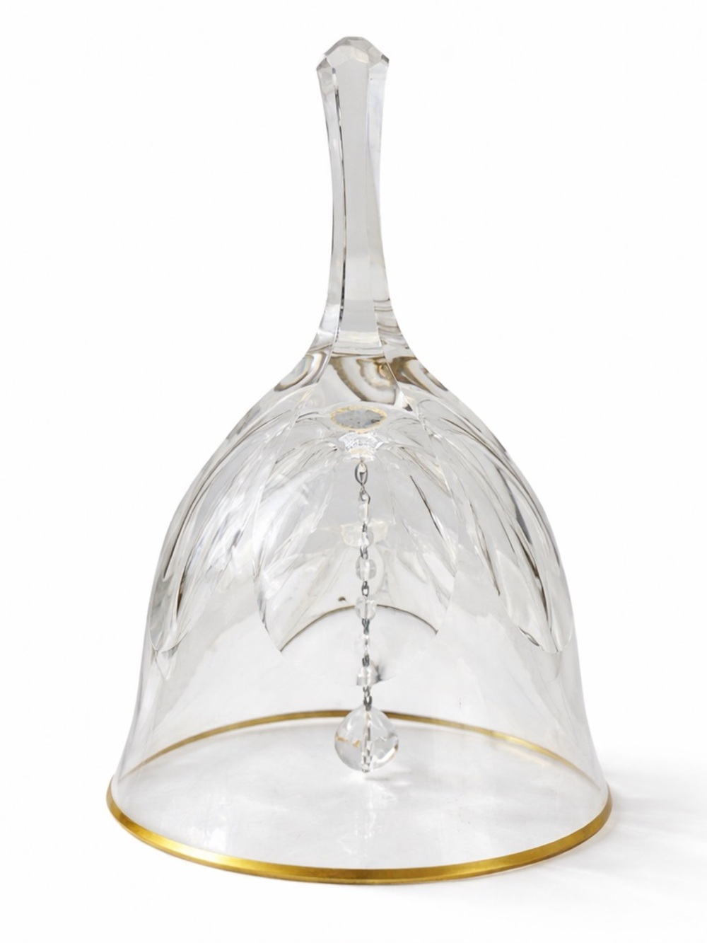 Vintage Crystal Glass Bell Gold Trim Hanging Prism Chime Decor Elegant